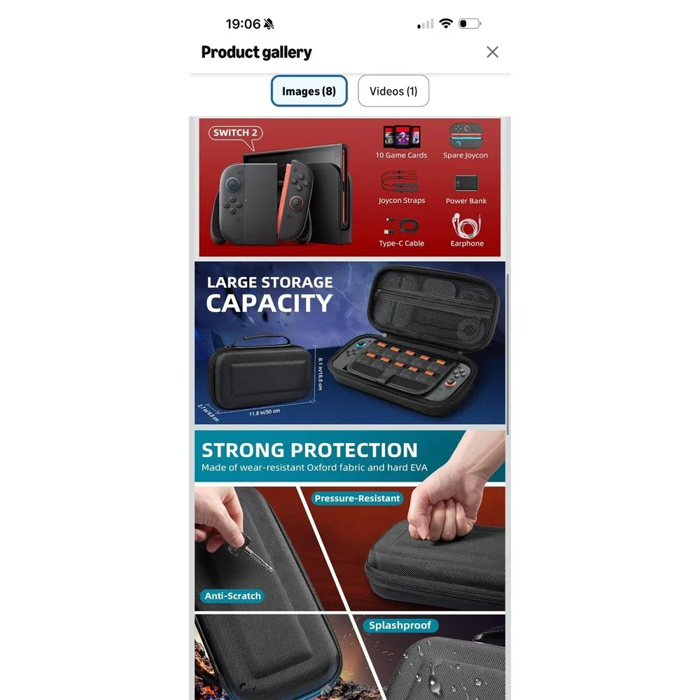 Portable Travel Game Bag Carrying Case Hard Shell Pouch for Nintendo Switch‎ 2